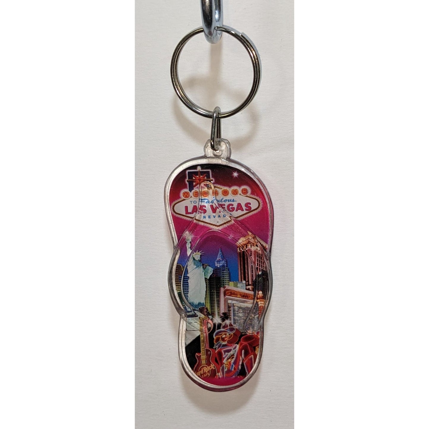 Welcome To Fabulous Las Vegas Flip-Flop Keychain 4.25 Inches Neon City Design
