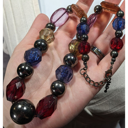 Vintage Chunky Rainbow Beaded Statement Necklace