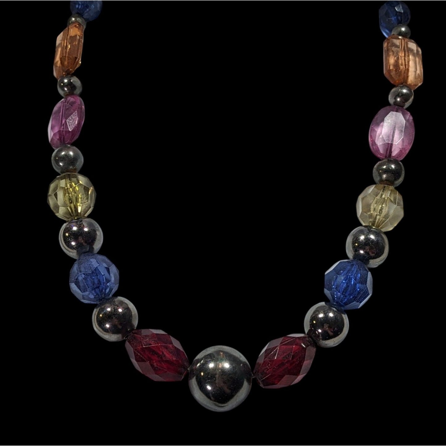 Vintage Chunky Rainbow Beaded Statement Necklace