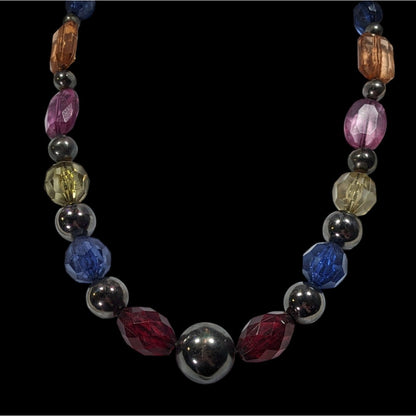 Vintage Chunky Rainbow Beaded Statement Necklace