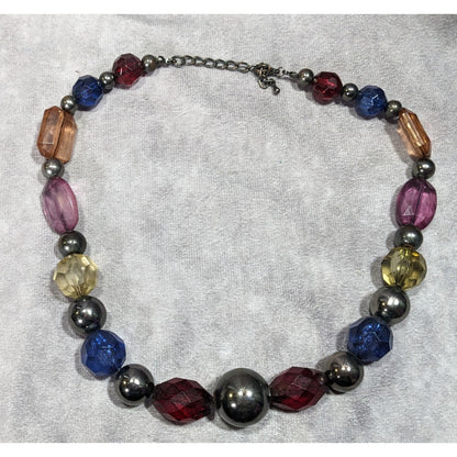 Vintage Chunky Rainbow Beaded Statement Necklace