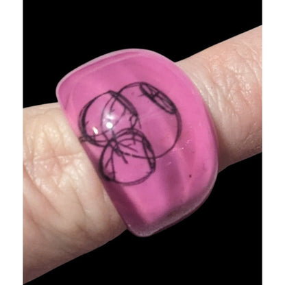 Chunky Pink And Black Bubblegum Abstract Ring Size 6 1/4