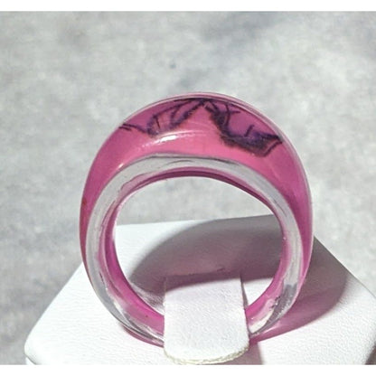 Chunky Pink And Black Bubblegum Abstract Ring Size 6 1/4