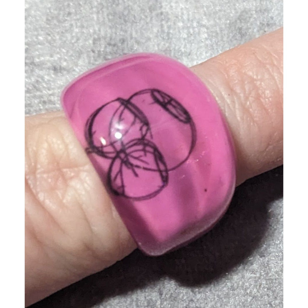 Chunky Pink And Black Bubblegum Abstract Ring Size 6 1/4