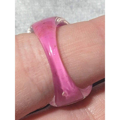 Chunky Pink And Black Bubblegum Abstract Ring Size 6 1/4