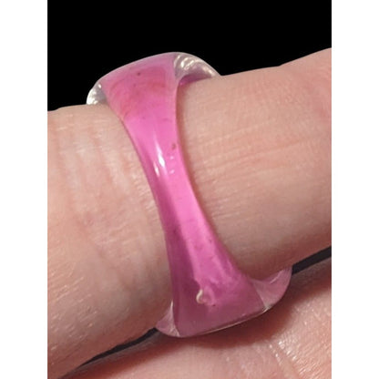 Chunky Pink And Black Bubblegum Abstract Ring Size 6 1/4