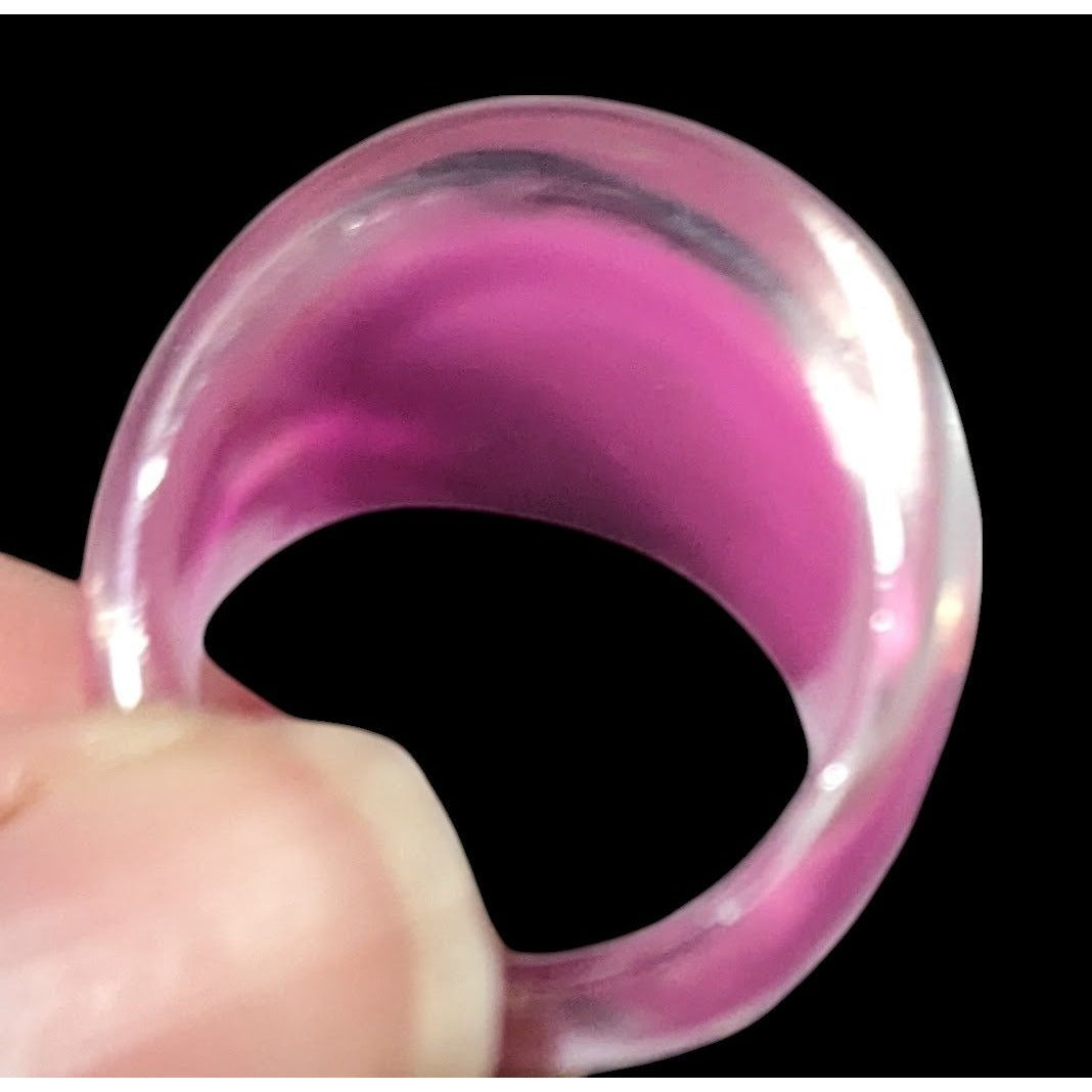 Chunky Pink And Black Bubblegum Abstract Ring Size 6 1/4