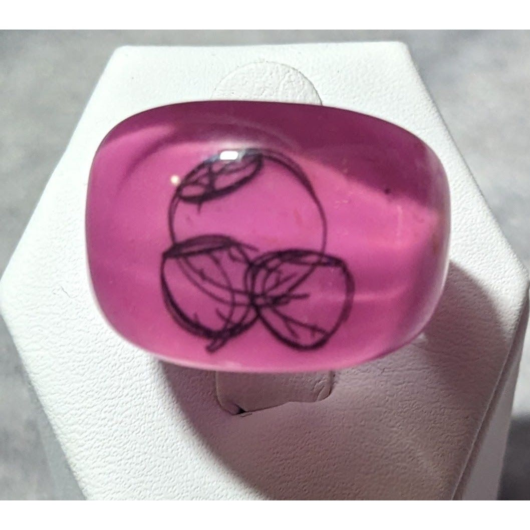 Chunky Pink And Black Bubblegum Abstract Ring Size 6 1/4