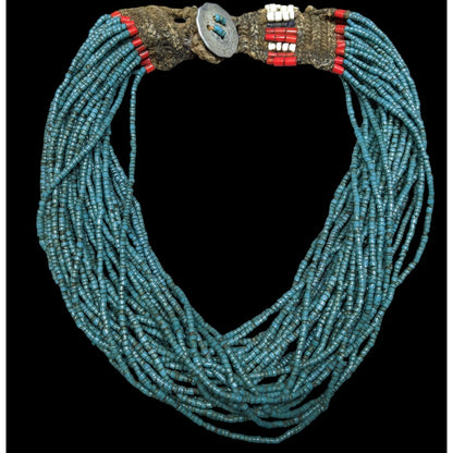 Vintage Authentic Konyak Naga Multistrand Glass Beaded Necklace With Macrame Clasp