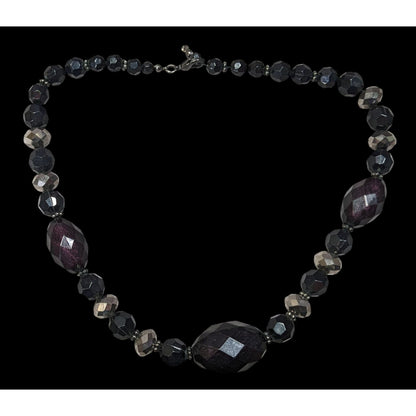 Chunky Gothic Black Beaded Necklace With Metallic Accents