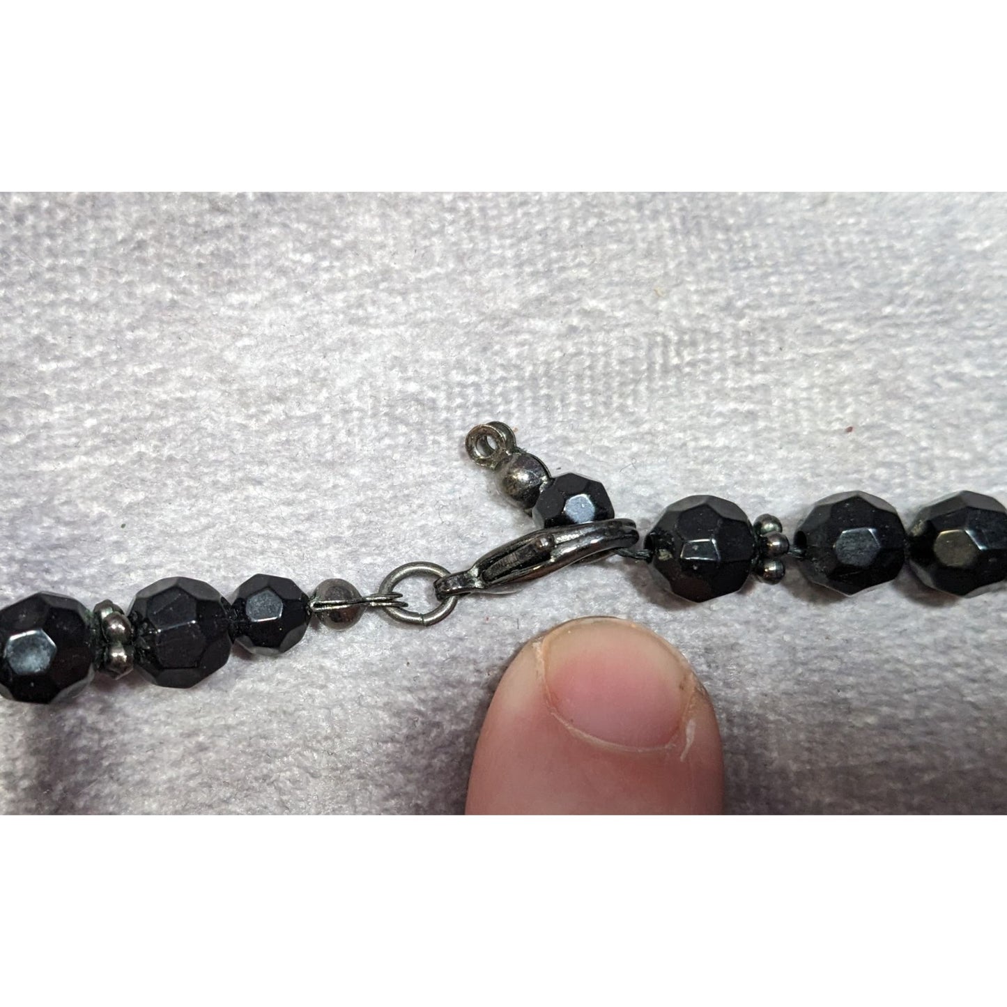 Chunky Gothic Black Beaded Necklace With Metallic Accents