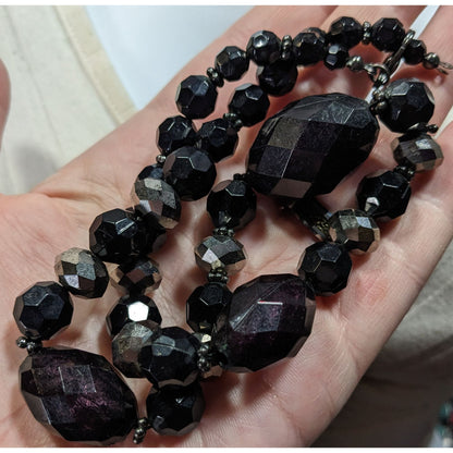 Chunky Gothic Black Beaded Necklace With Metallic Accents