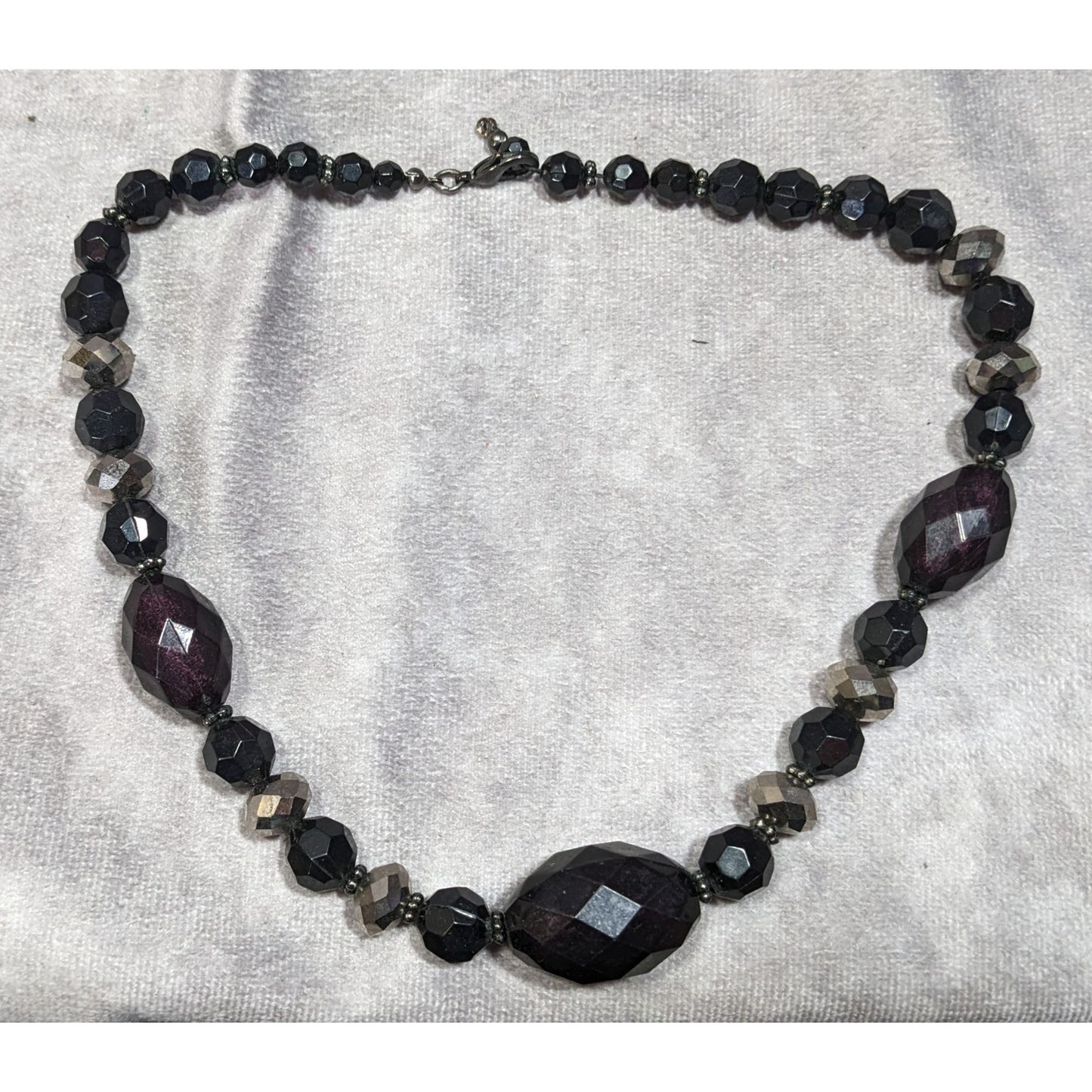 Chunky Gothic Black Beaded Necklace With Metallic Accents