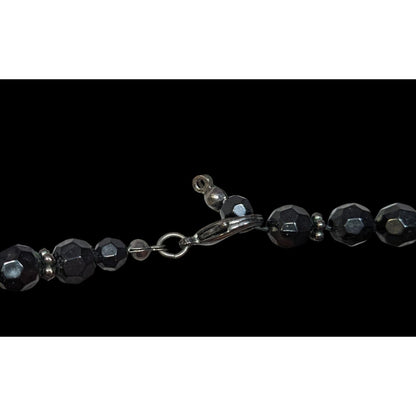 Chunky Gothic Black Beaded Necklace With Metallic Accents