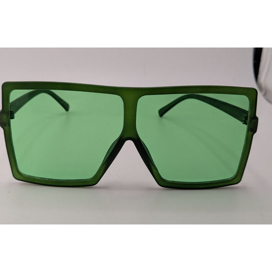 Danielle Olivia Oversized Green Square Frame Sunglasses Statement Eyewear NWOT