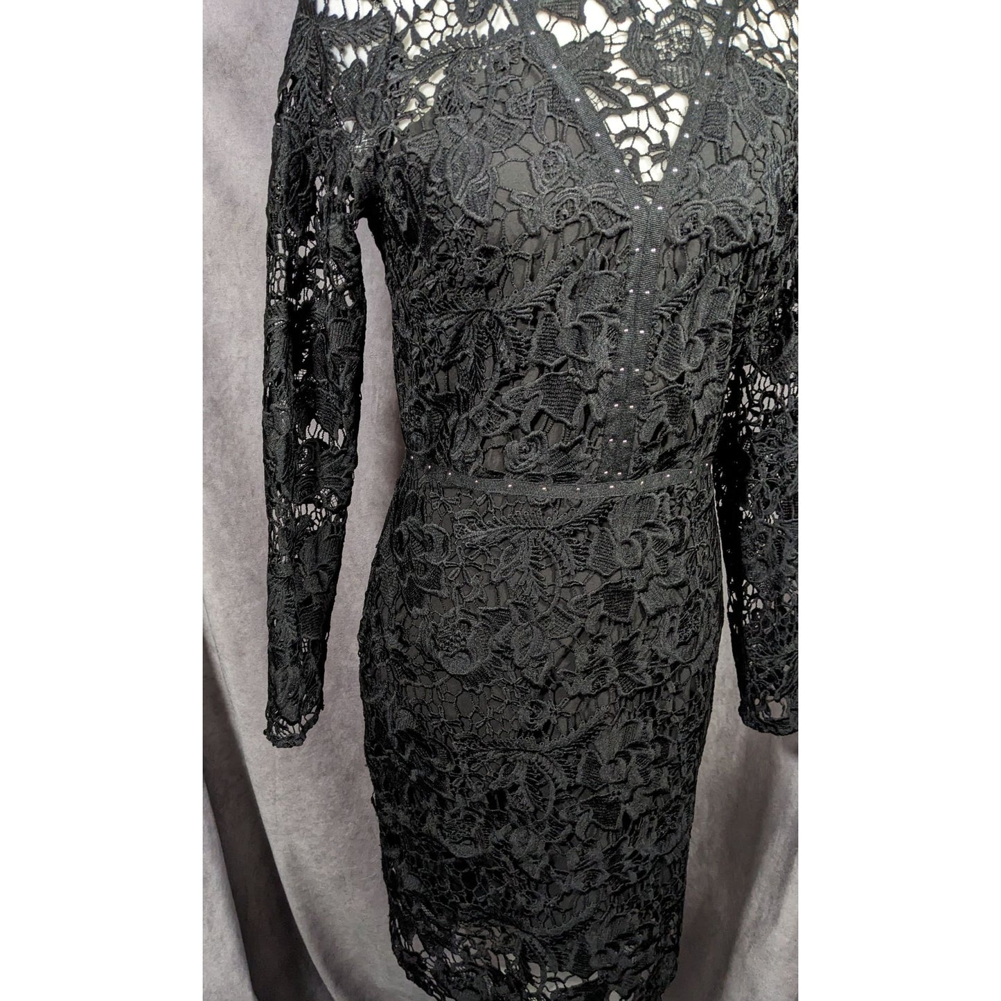Sam Edelson Gothic Black Lace Midi Dress Size 0