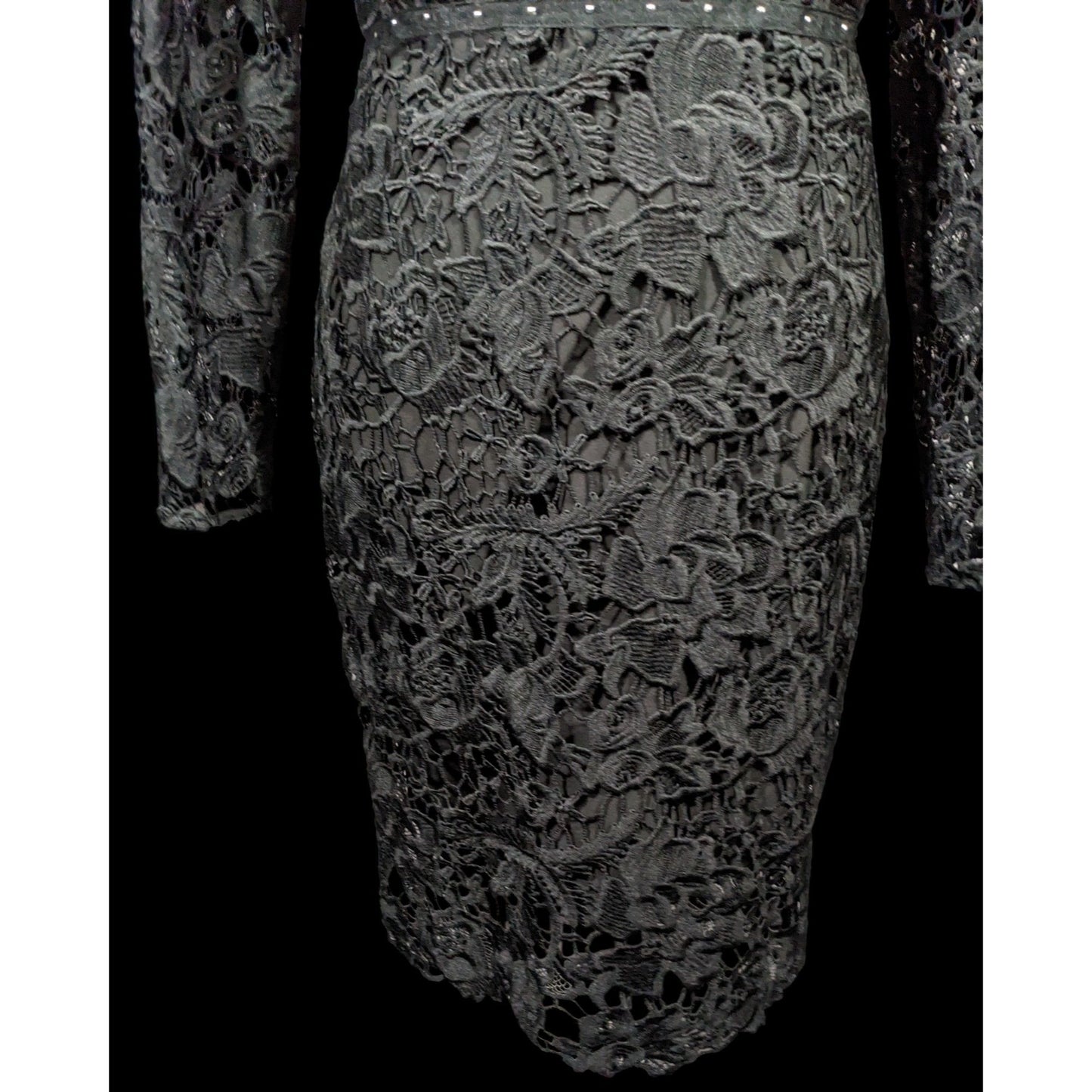 Sam Edelson Gothic Black Lace Midi Dress Size 0