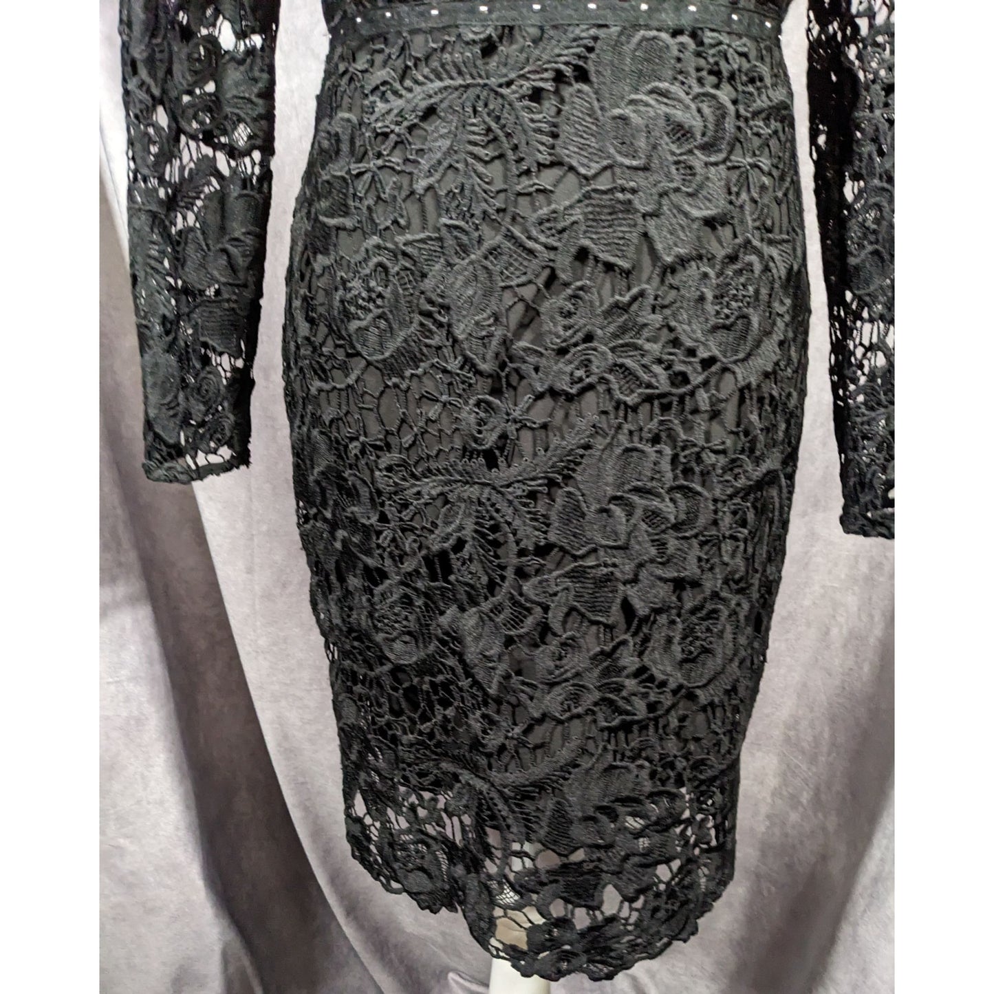 Sam Edelson Gothic Black Lace Midi Dress Size 0