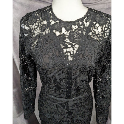 Sam Edelson Gothic Black Lace Midi Dress Size 0