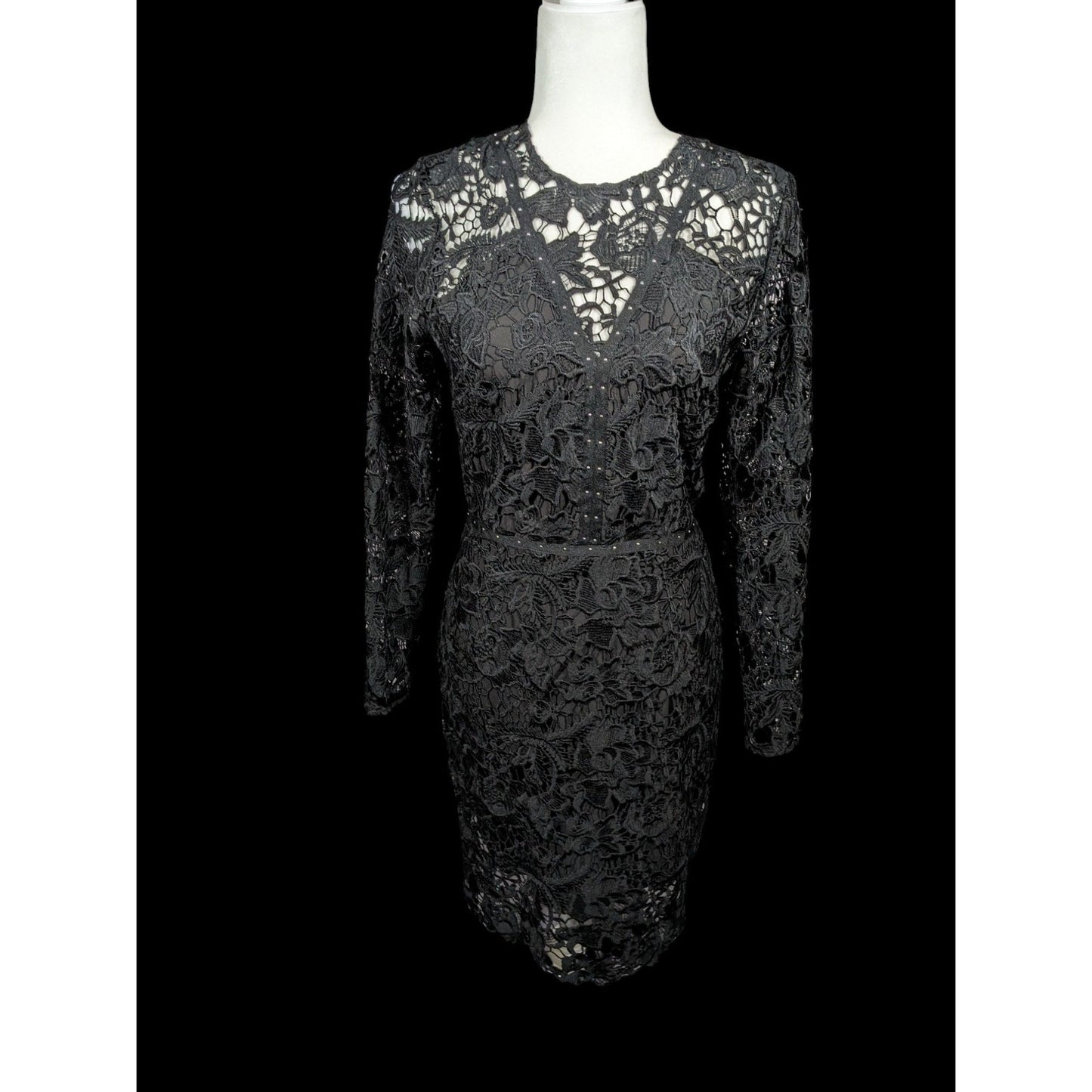 Sam Edelson Gothic Black Lace Midi Dress Size 0