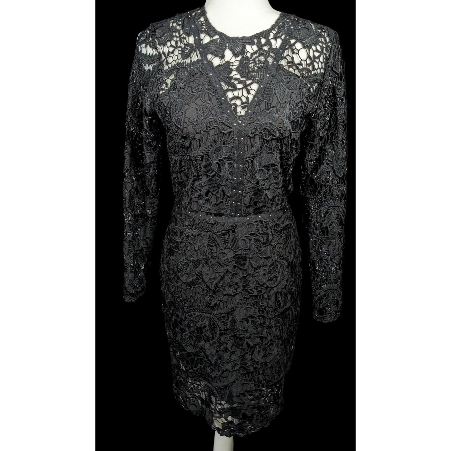 Sam Edelson Gothic Black Lace Midi Dress Size 0
