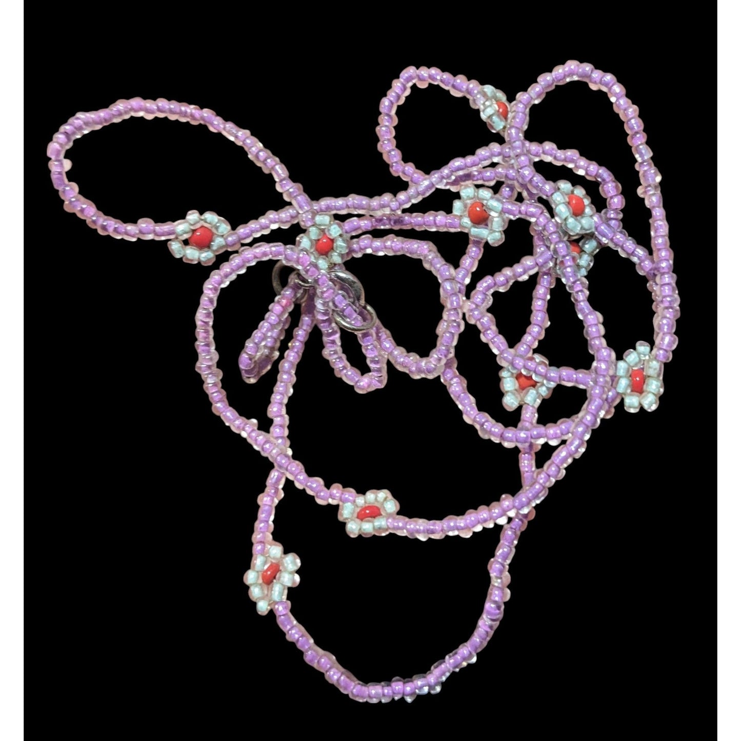 Handmade Purple Floral Glass Beaded Necklace