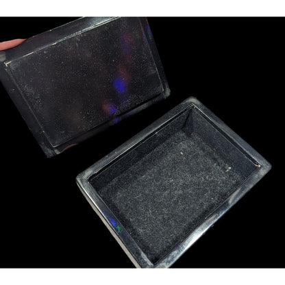 Vintage Floral Lidded Black And Gold Trinket Box