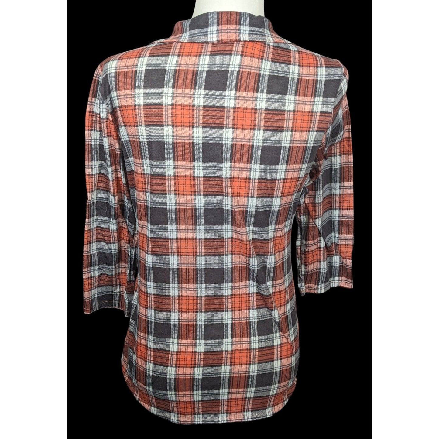 Eden & Olivia Grey And Orange Plaid Button Down Shirt