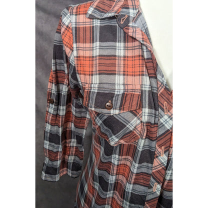 Eden & Olivia Grey And Orange Plaid Button Down Shirt