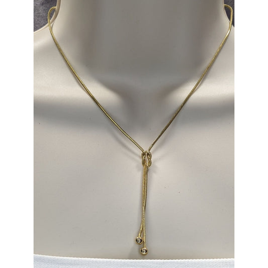 Modern Elegant Gold-Tone Knot Lariat Necklace