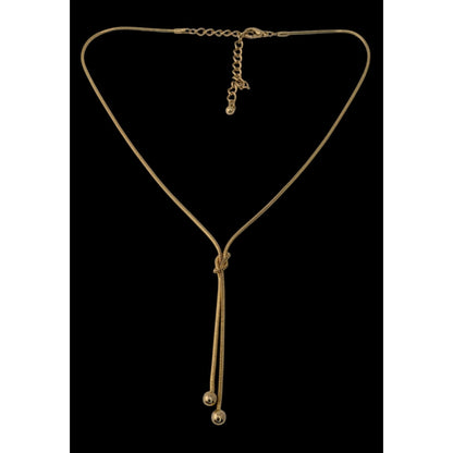 Modern Elegant Gold-Tone Knot Lariat Necklace
