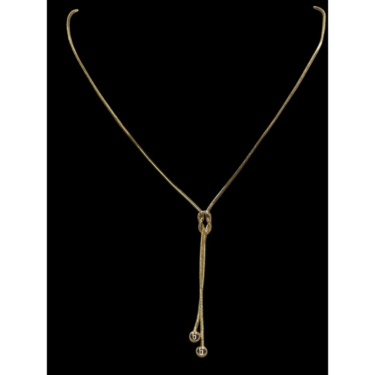 Modern Elegant Gold-Tone Knot Lariat Necklace