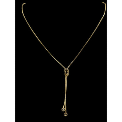 Modern Elegant Gold-Tone Knot Lariat Necklace