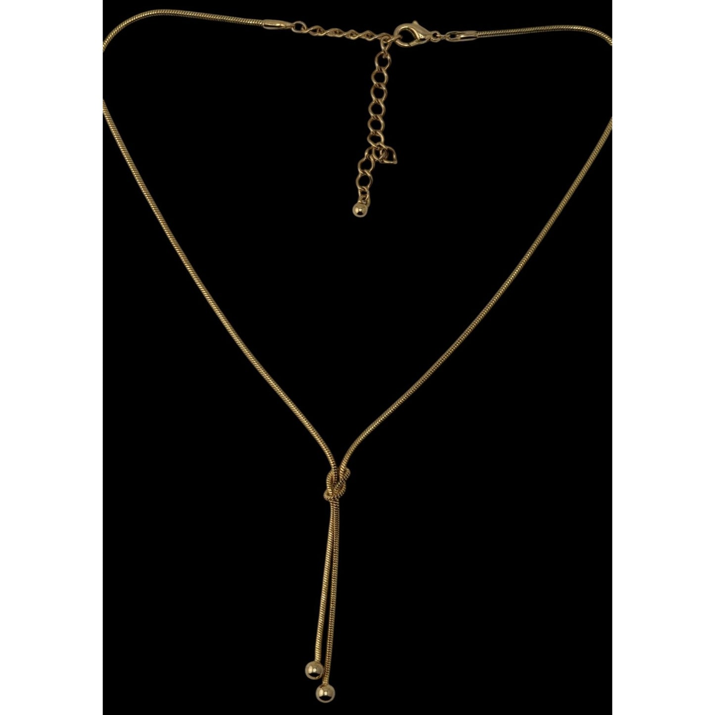 Modern Elegant Gold-Tone Knot Lariat Necklace