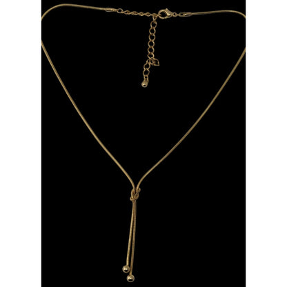 Modern Elegant Gold-Tone Knot Lariat Necklace