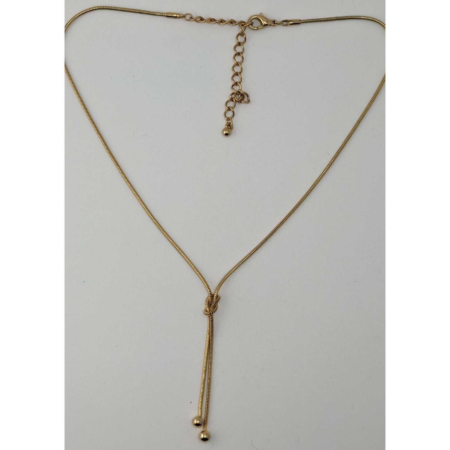 Modern Elegant Gold-Tone Knot Lariat Necklace