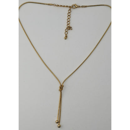 Modern Elegant Gold-Tone Knot Lariat Necklace