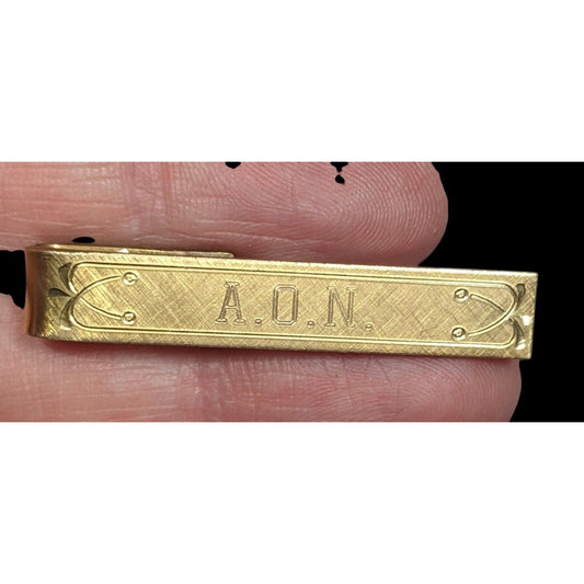 Vintage A&Z 1/20 12K Gold Filled Initial Engraved Tie Clip