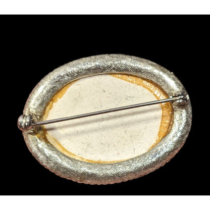 Vintage Floral Blue And White Ceramic Hand Painted Brooch