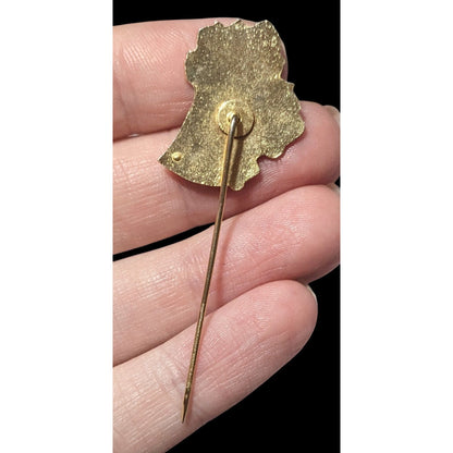 Vintage Gold And White Holiday Bell Stick Pin