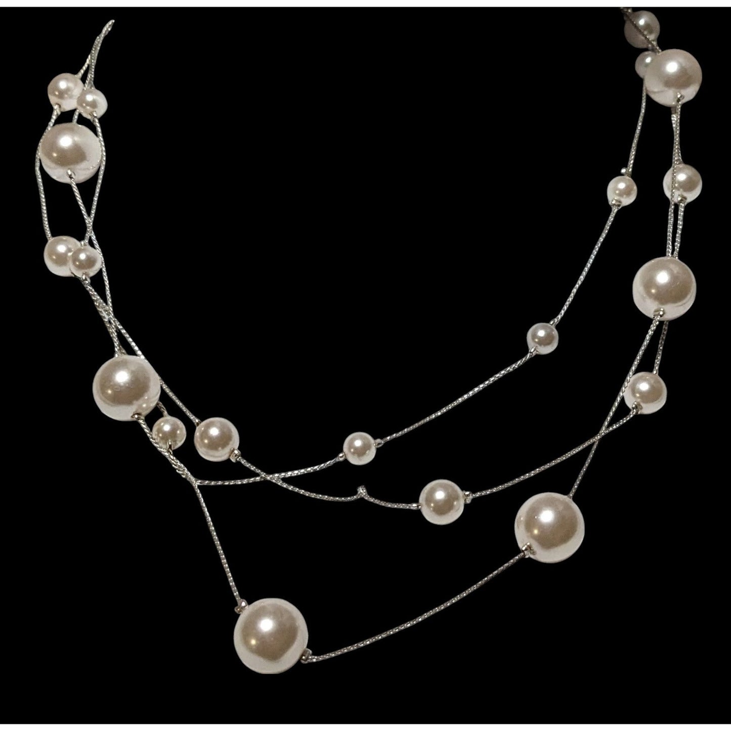 Whimsical Glam Roman Multilayer Pearl Station Necklace