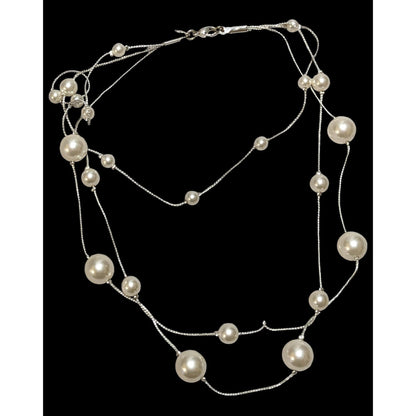 Whimsical Glam Roman Multilayer Pearl Station Necklace