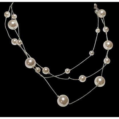 Whimsical Glam Roman Multilayer Pearl Station Necklace