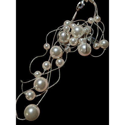 Whimsical Glam Roman Multilayer Pearl Station Necklace