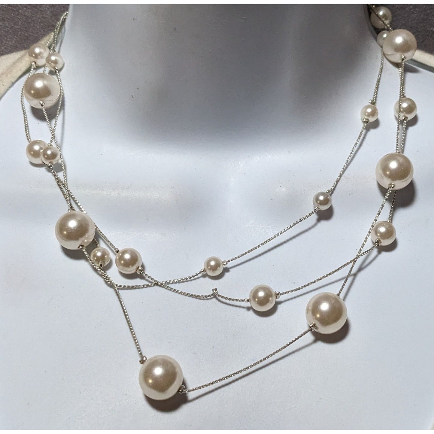 Whimsical Glam Roman Multilayer Pearl Station Necklace