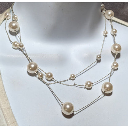 Whimsical Glam Roman Multilayer Pearl Station Necklace