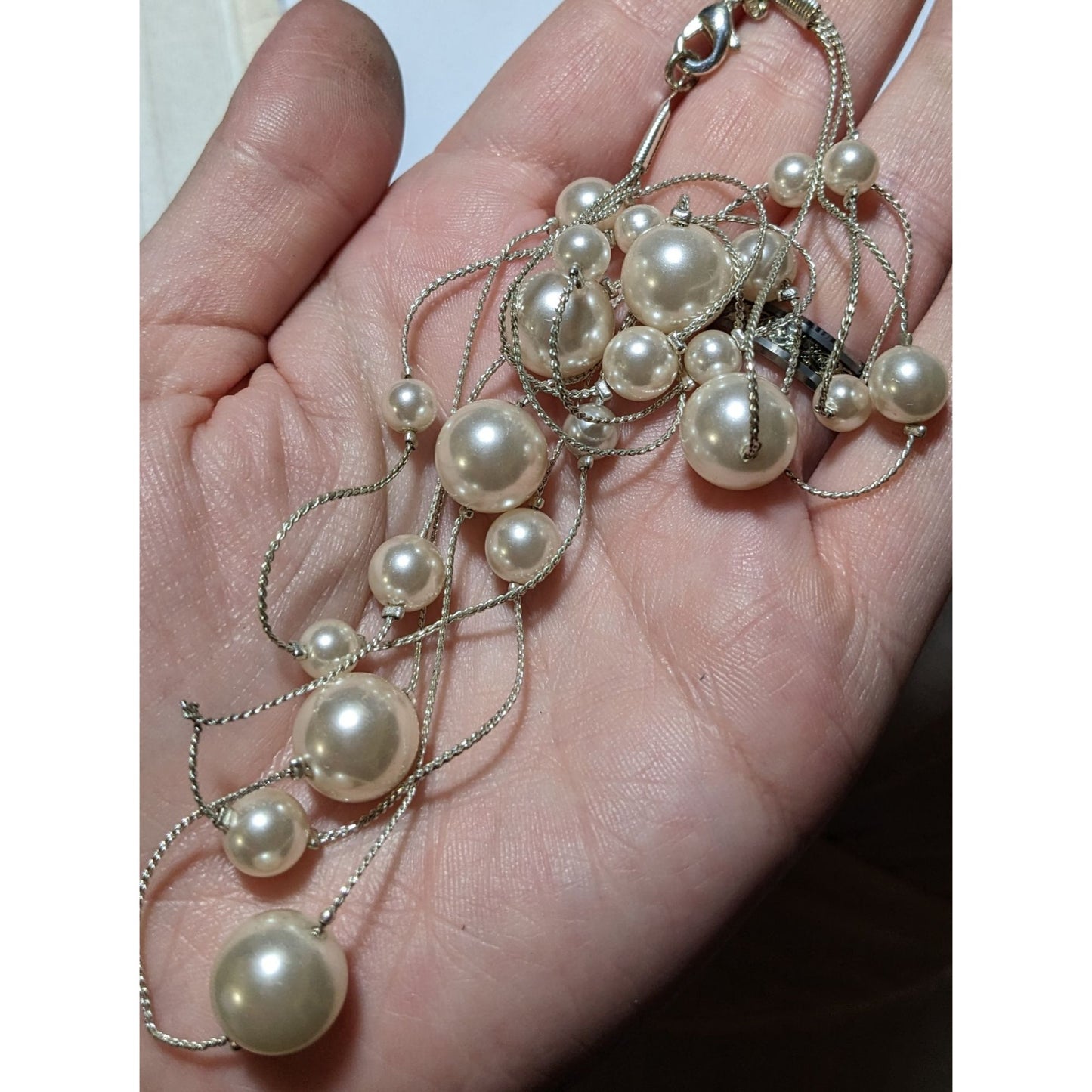 Whimsical Glam Roman Multilayer Pearl Station Necklace