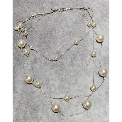 Whimsical Glam Roman Multilayer Pearl Station Necklace