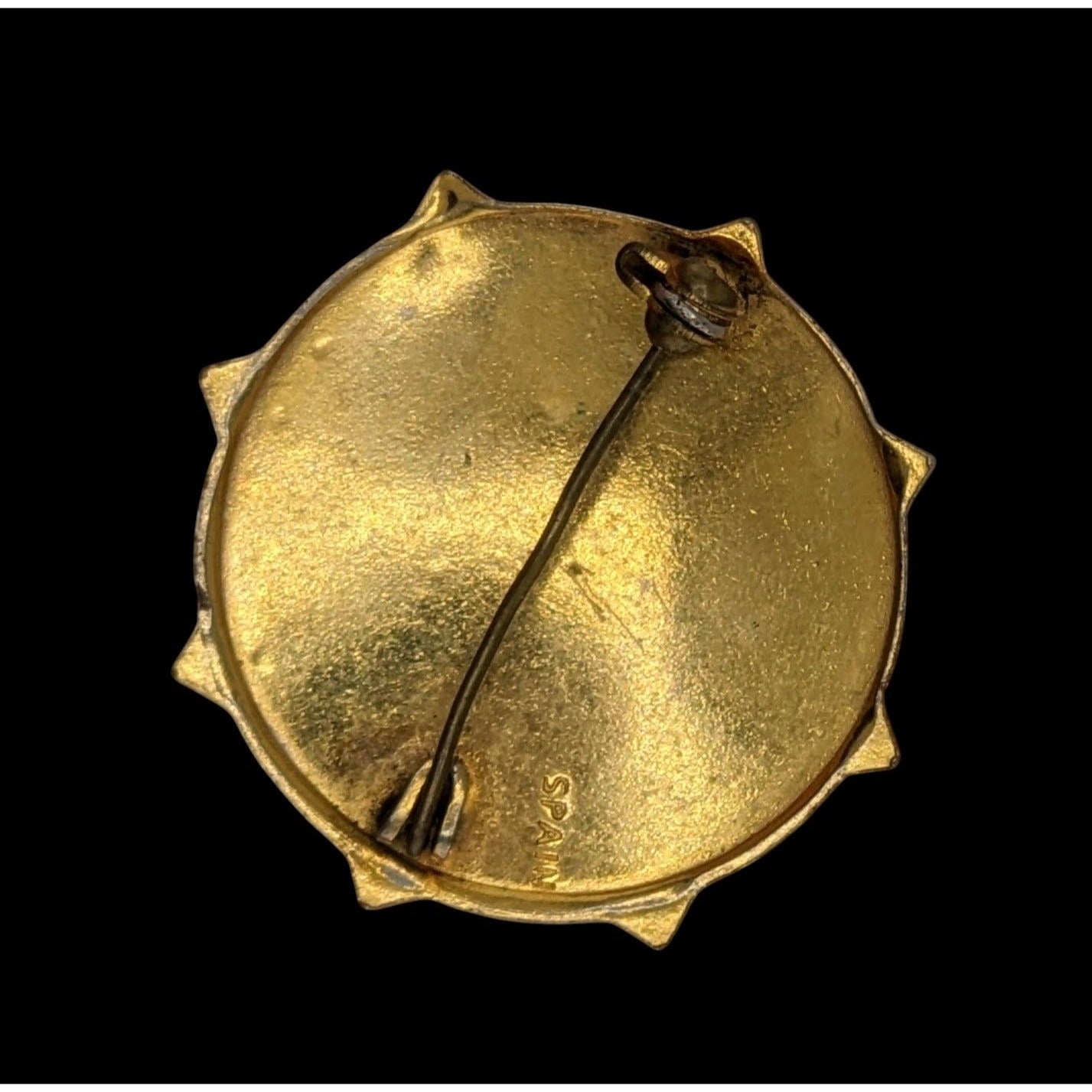 Vintage Spanish Damascene Brooch With Ornate Star Design
