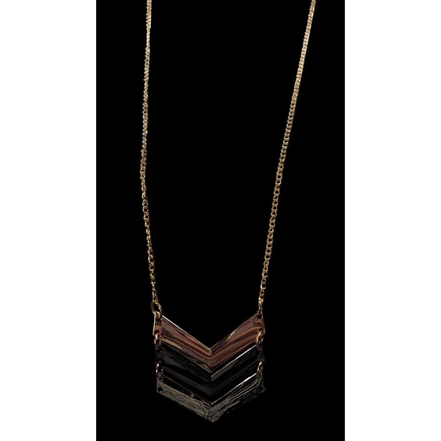 Multi Metallic Chevron Charm Pendant Necklace